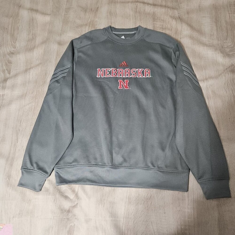 Nebraska Cornhuskers Adidas Climawarm Stitched Campus Sweatshirt Mens Medium